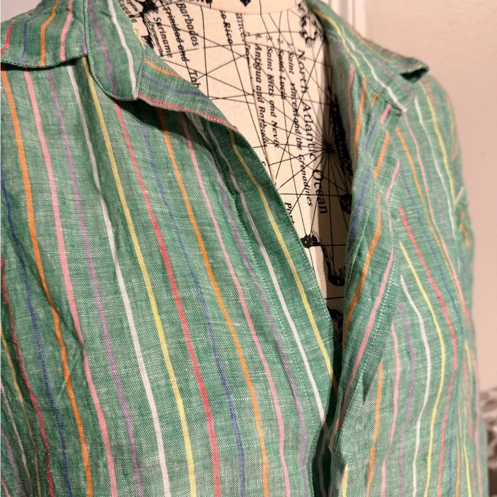 NWOT Frank & Eileen Hunter Stripe Step Hem Linen & Cotton Shirtdress colorful L - Picture 3 of 9